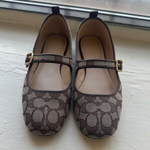 Coach Brown and Cream Mary Jane Flats